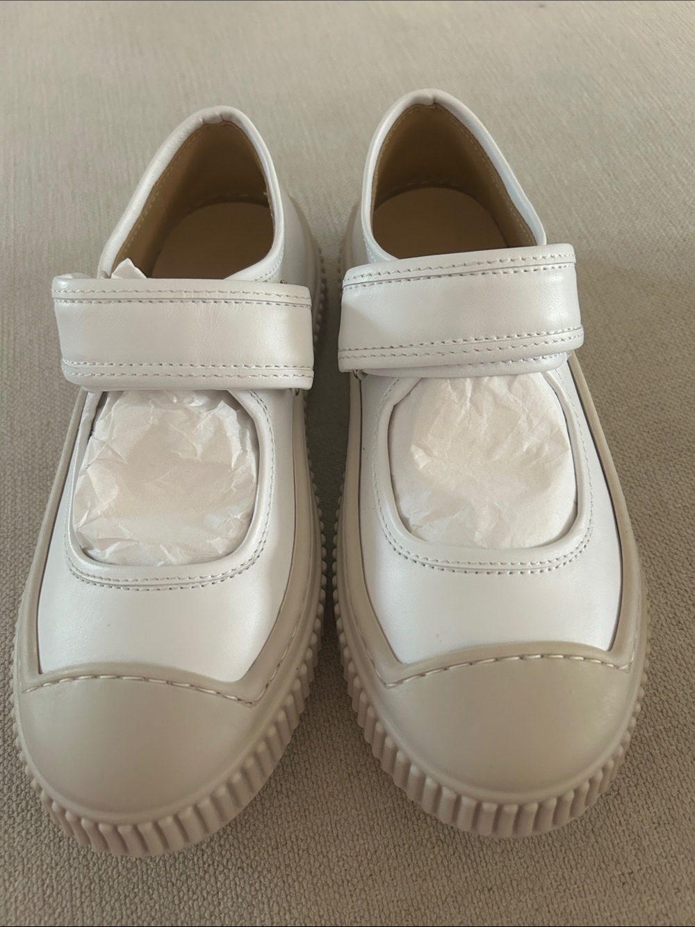 MARNI Girls Low-Top White Leather Mary Jane-style Sneakers, Size 3, FLAW